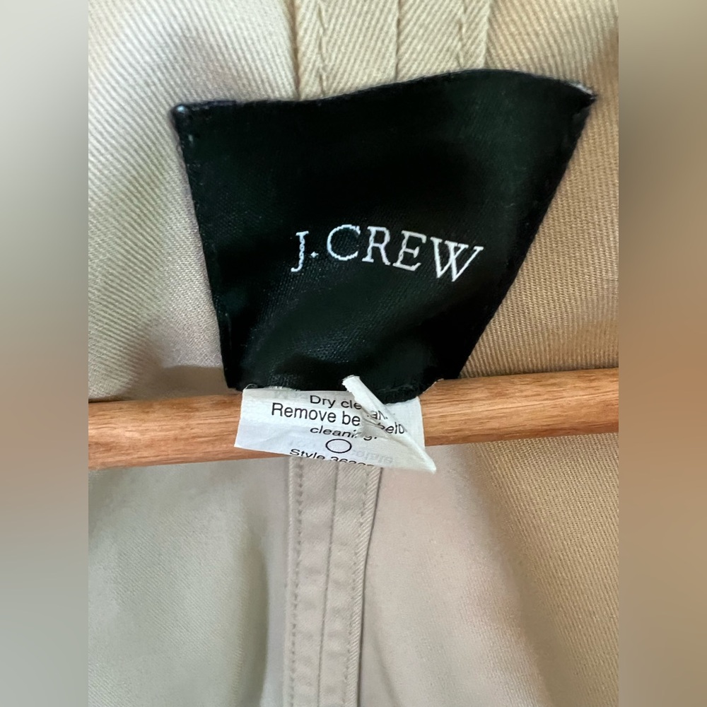 J Crew Trench Coat Womens Size 0 Tan Khaki Mid Length Belted - Picture 4 of 12